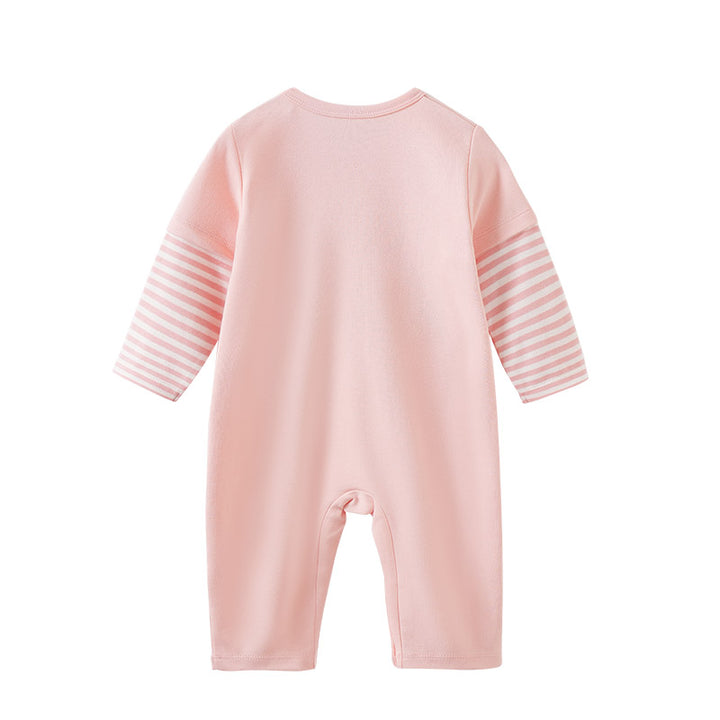 Infant Girls Pink Printed Cotton Rompers