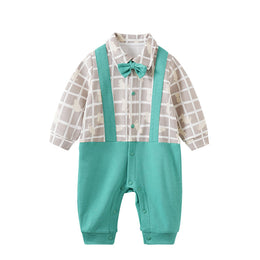 Green Infant Boys Printed Cotton Romper