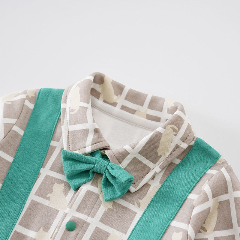 Green Infant Boys Printed Cotton Romper