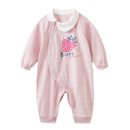 Pink Infant Girls Checked Cotton Rompers