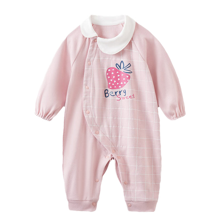 Pink Infant Girls Checked Cotton Rompers