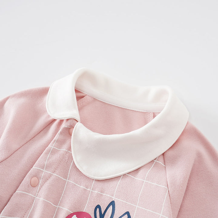 Pink Infant Girls Checked Cotton Rompers