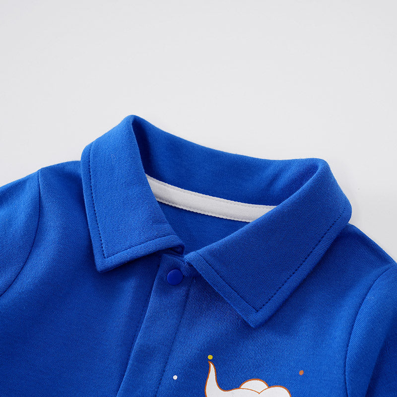 Infant Boys Blue Printed Cotton Rompers