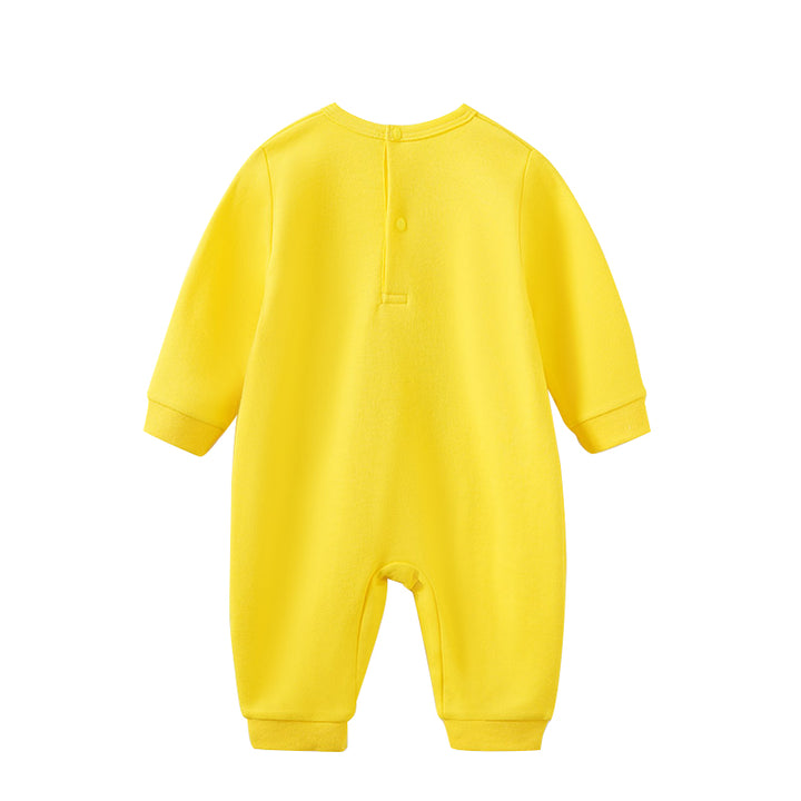 Infant Boys Yellow Printed Cotton Rompers