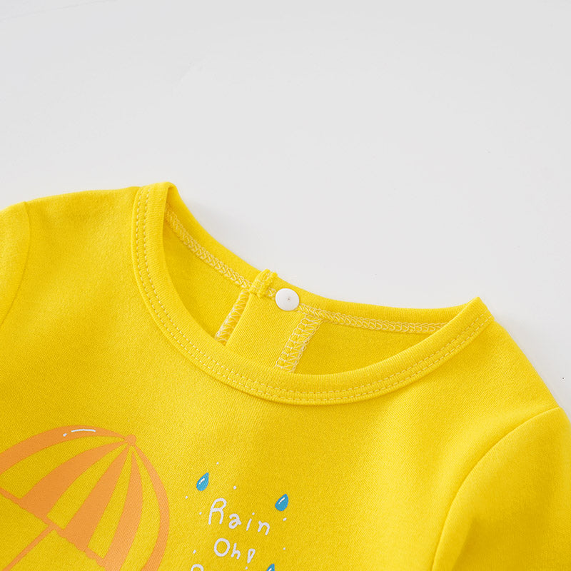 Infant Boys Yellow Printed Cotton Rompers