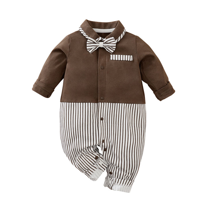 Boys Striped Cotton Rompers