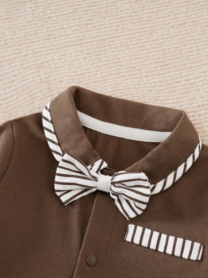Boys Striped Cotton Rompers