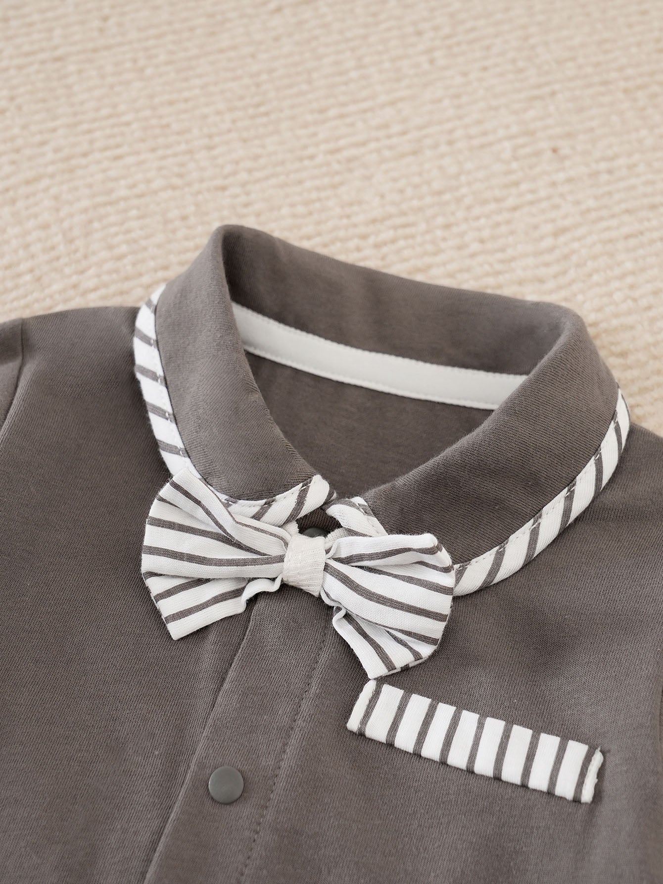 Grey Infant Boys Striped Cotton Rompers