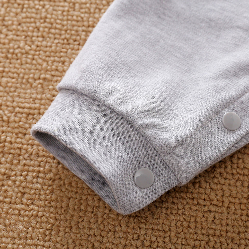 Infant Boys Grey Shirt Collar Cotton Rompers