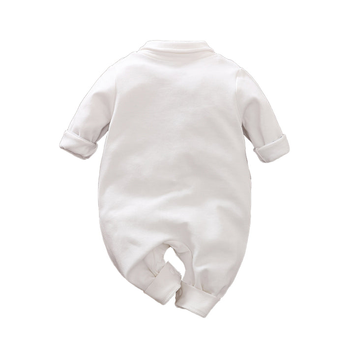 Infant Boys White Cotton Rompers