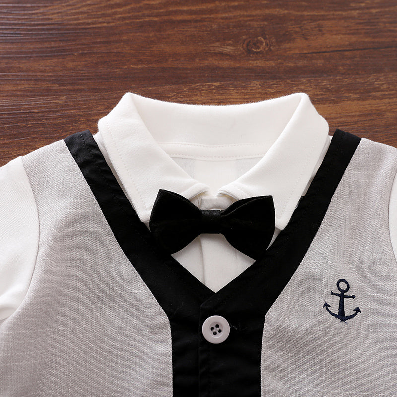 Infant Boys White Cotton Rompers