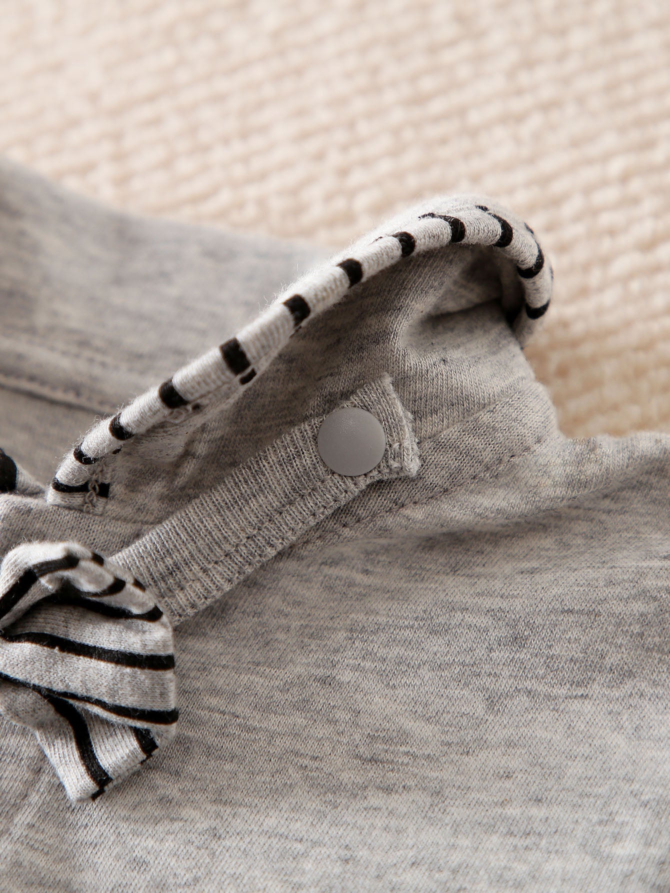 Grey Infant Boys Striped Short Sleeves Shirt Collar Cotton Rompers