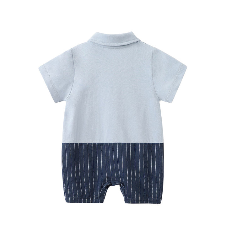 Infant Boys Blue Cotton Rompers