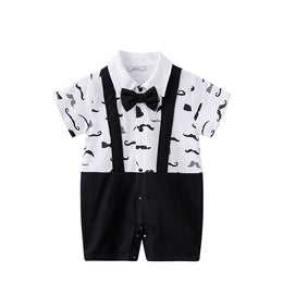 Black Infant Boys Printed Cotton Rompers
