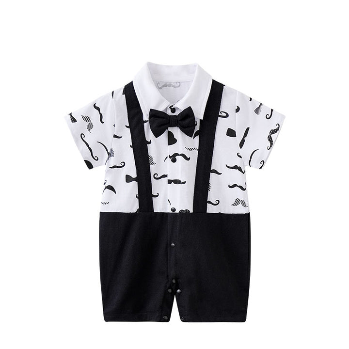 Black Infant Boys Printed Cotton Rompers