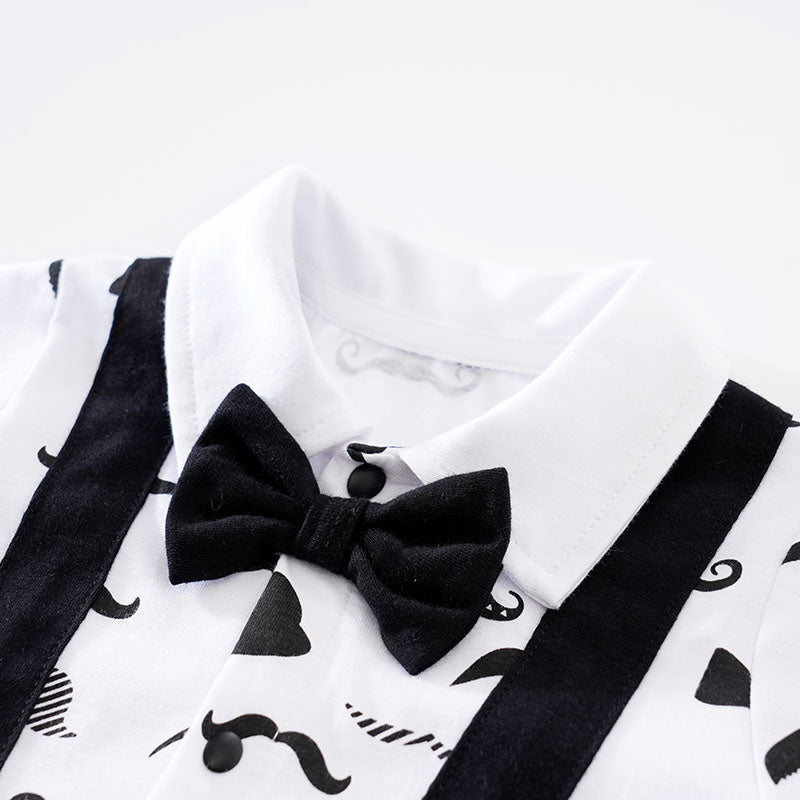 Black Infant Boys Printed Cotton Rompers