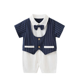 Infant Boys Striped Cotton Rompers