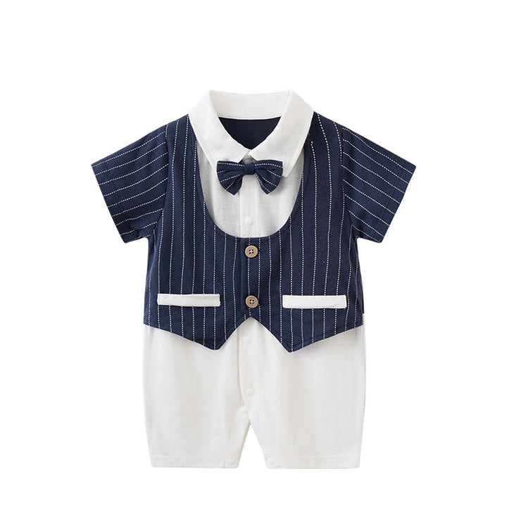 Infant Boys Striped Cotton Rompers