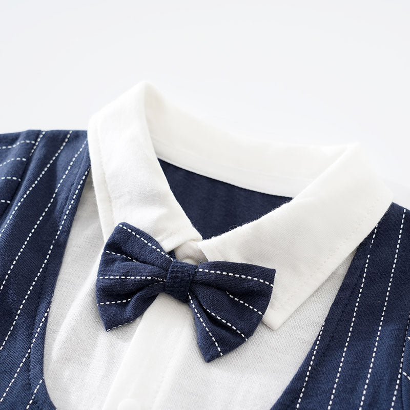 Infant Boys Striped Cotton Rompers