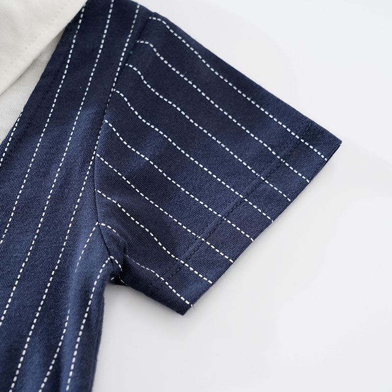 Infant Boys Striped Cotton Rompers