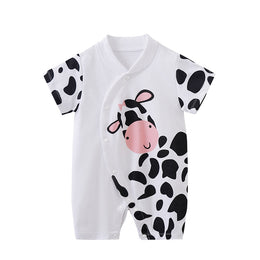 Infant Boys White Printed Cotton Rompers