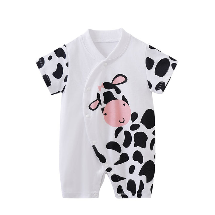 Infant Boys White Printed Cotton Rompers