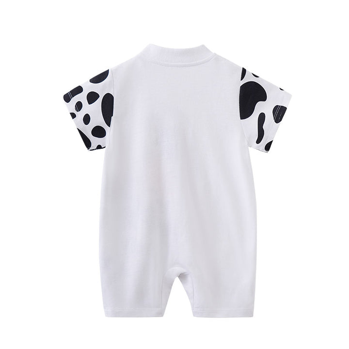 Infant Boys White Printed Cotton Rompers