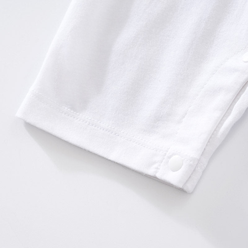 Infant Boys White Printed Cotton Rompers