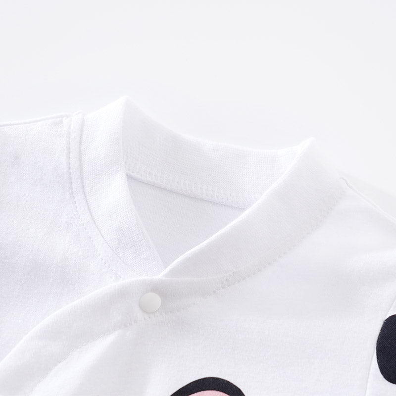 Infant Boys White Printed Cotton Rompers
