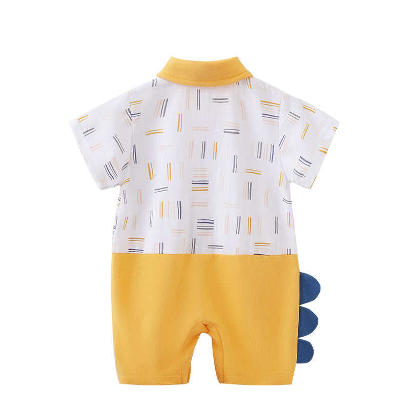 Infant Boys Yellow Printed Cotton Rompers