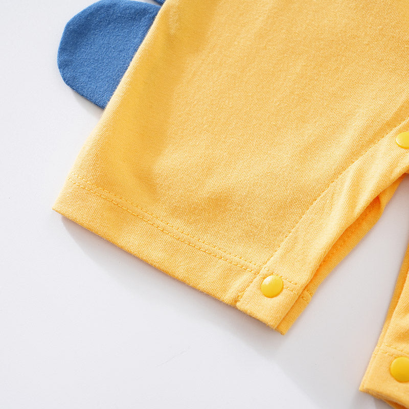 Infant Boys Yellow Printed Cotton Rompers