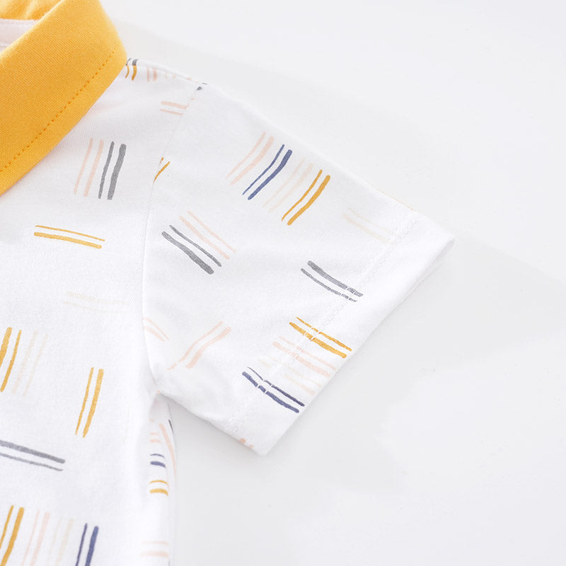 Infant Boys Yellow Printed Cotton Rompers