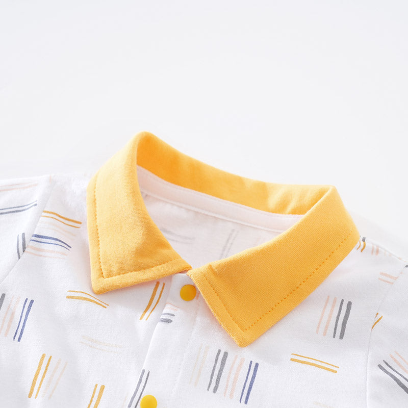Infant Boys Yellow Printed Cotton Rompers