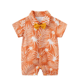Orange Infant Boys Printed Cotton Rompers