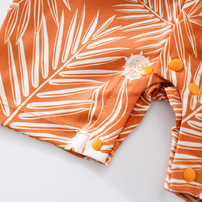 Orange Infant Boys Printed Cotton Rompers