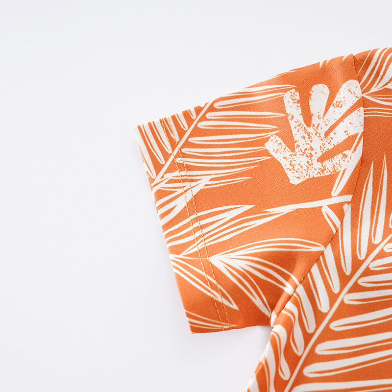 Orange Infant Boys Printed Cotton Rompers