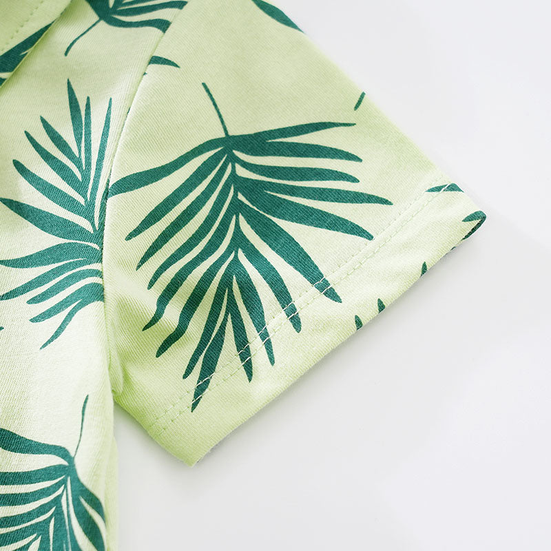 Infant Boys Green Printed Cotton Rompers