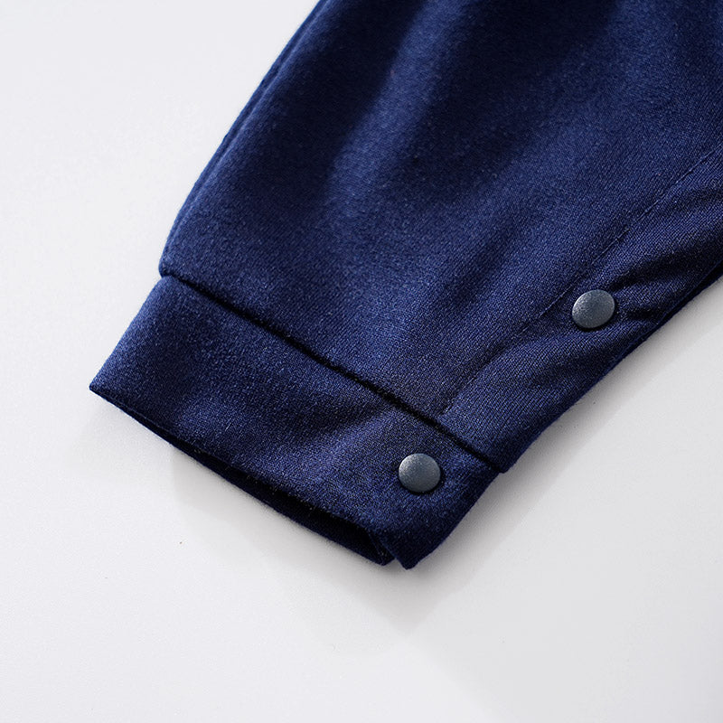 Infant Boys Navy Blue Embroidered Romper