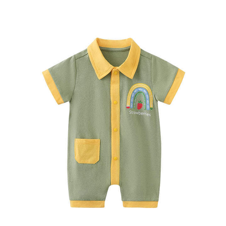 Green Infant Boys Printed Cotton Rompers