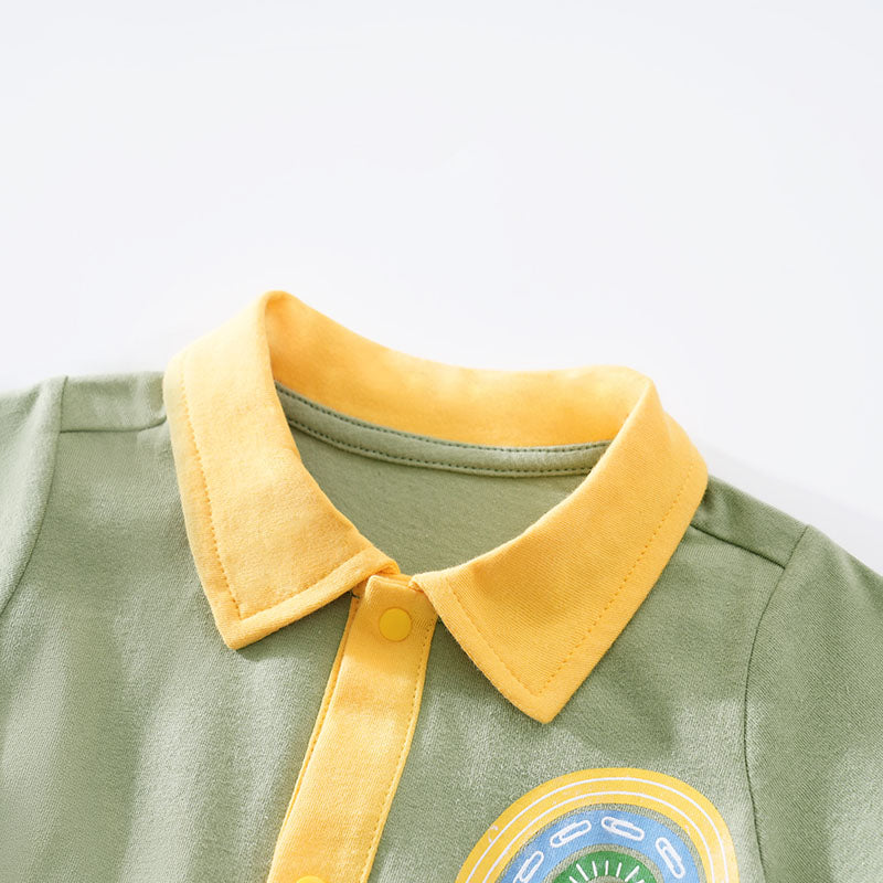 Green Infant Boys Printed Cotton Rompers