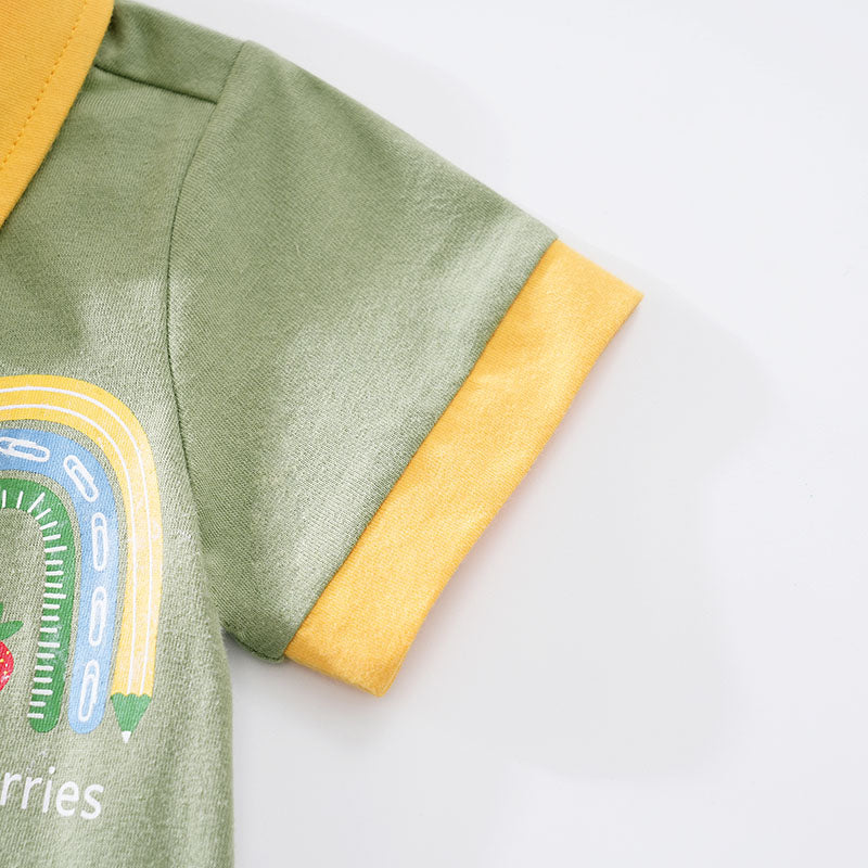 Green Infant Boys Printed Cotton Rompers