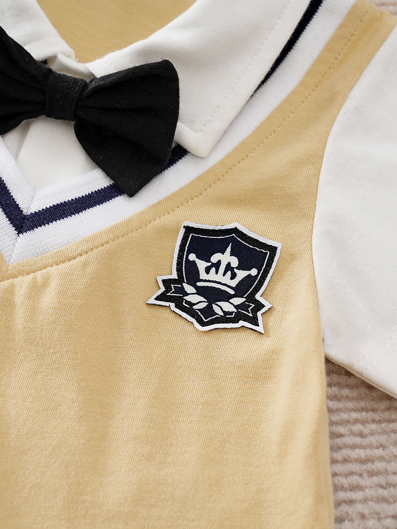 Infant Boys Printed Spread Collar Cotton Rompers