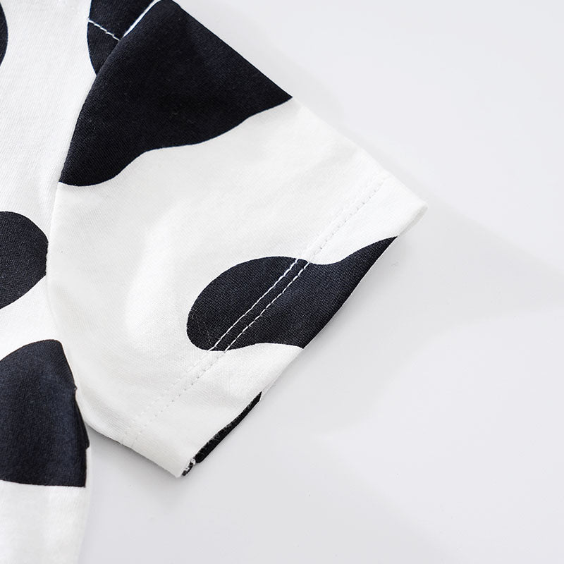 Infant Boys White & Black Printed Cotton Rompers