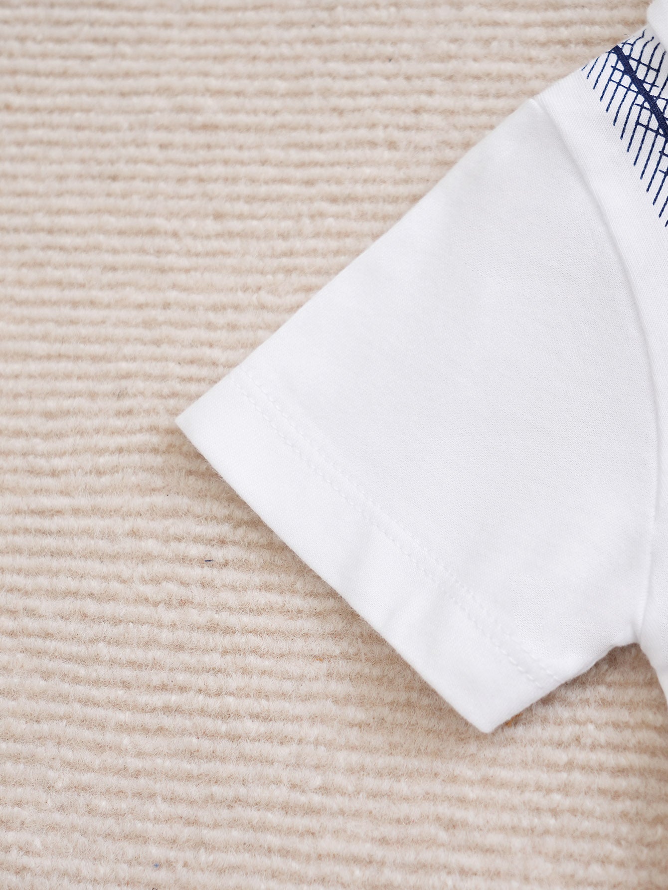Infant Boys White & Blue Striped Cotton Rompers
