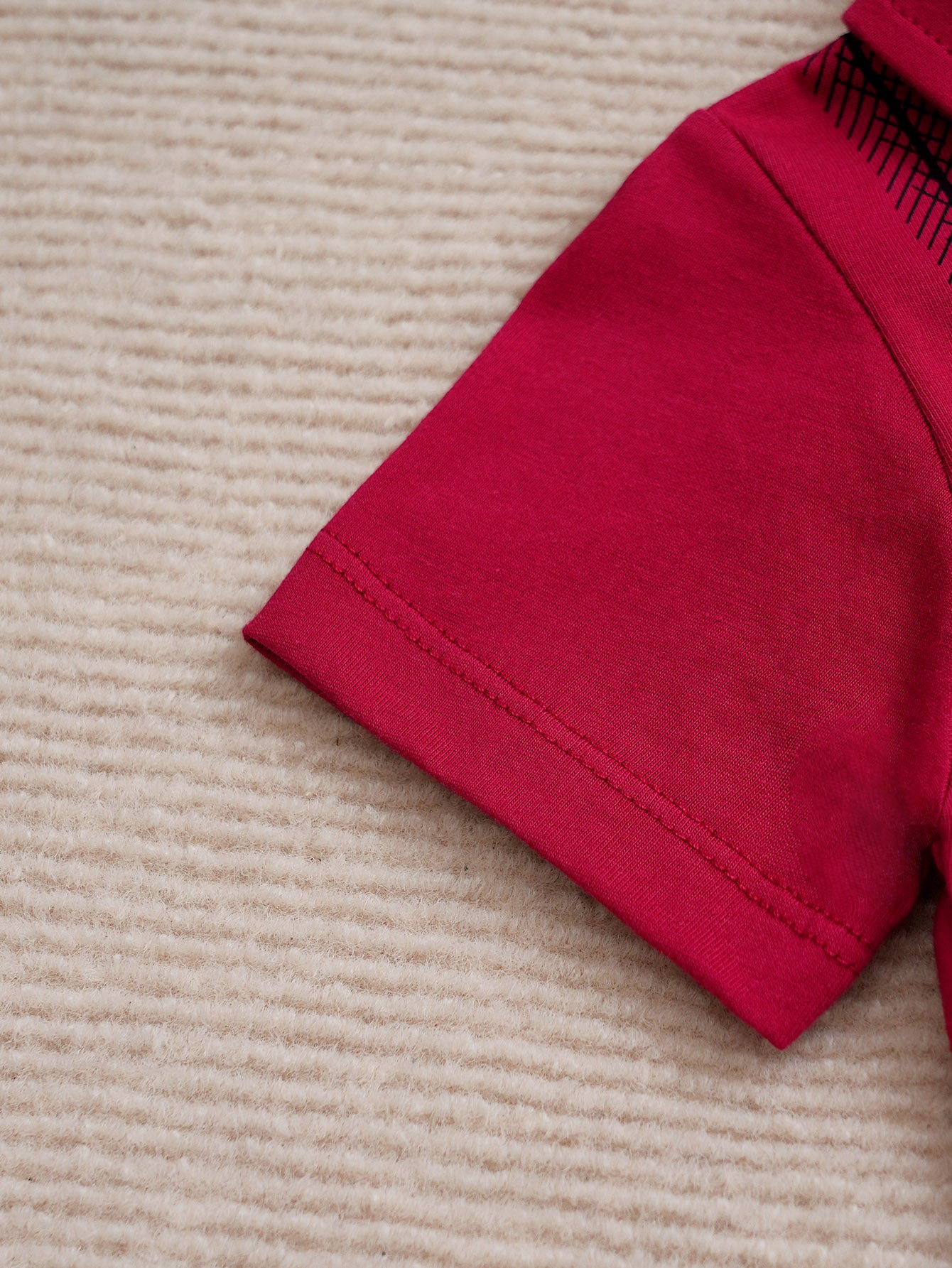 Infant Boys Red Striped Cotton Romper