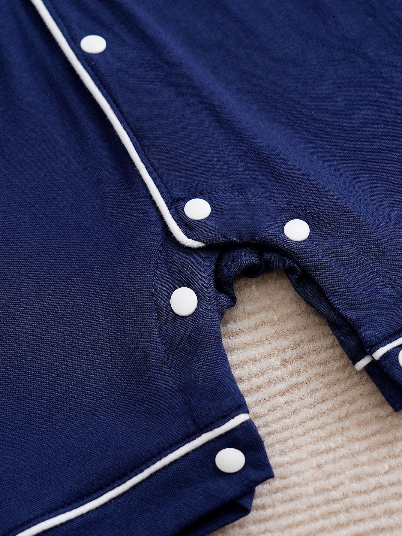 Infant Boys Navy Blue Cotton Romper
