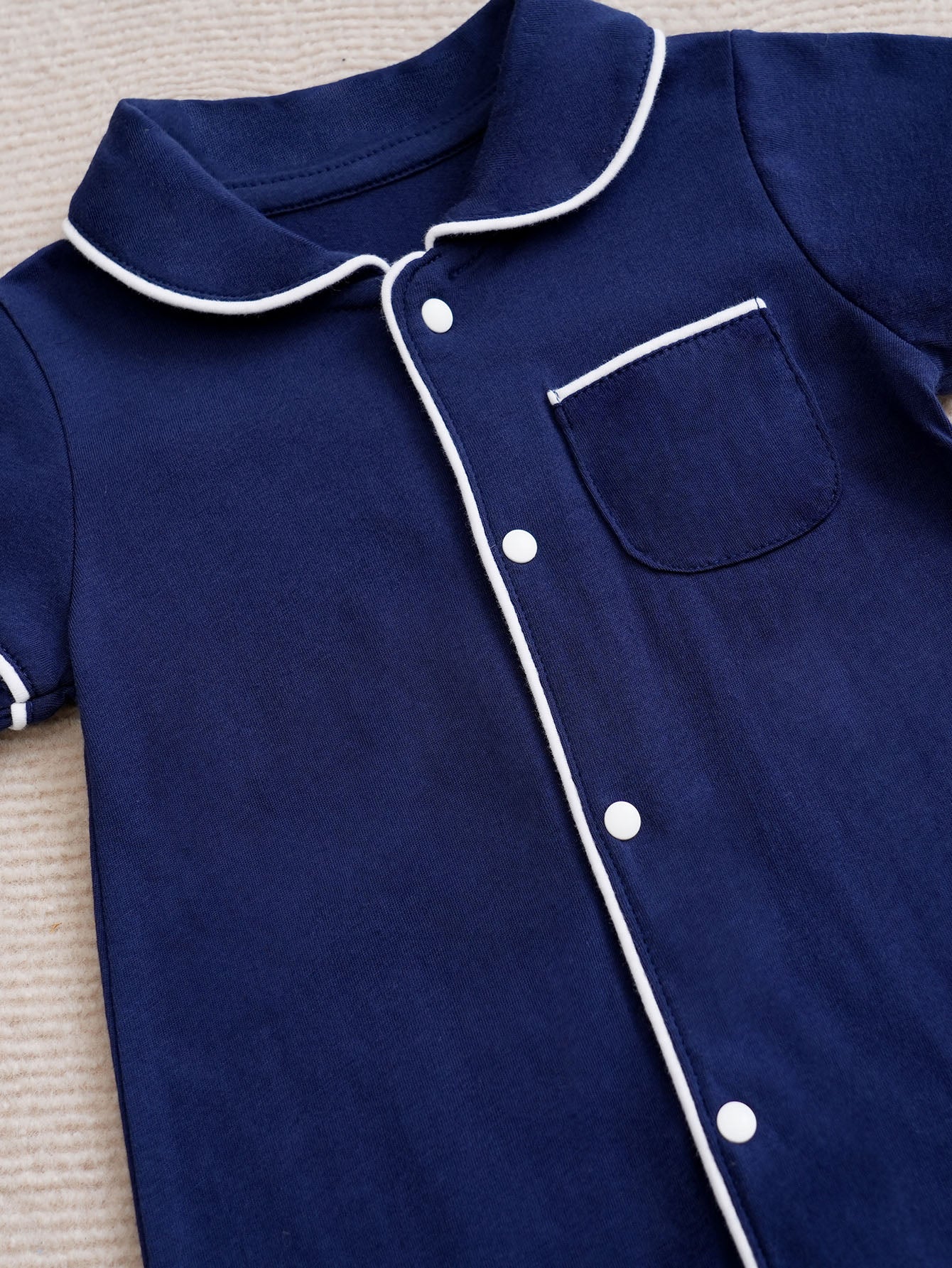 Infant Boys Navy Blue Cotton Romper