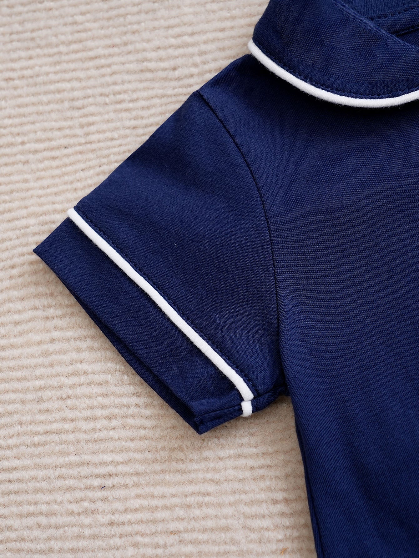 Infant Boys Navy Blue Cotton Romper