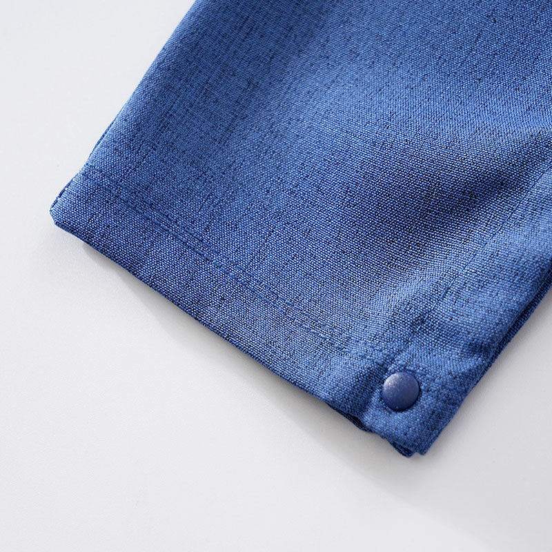 Infant Boys Blue Shirt Collar Cotton Rompers