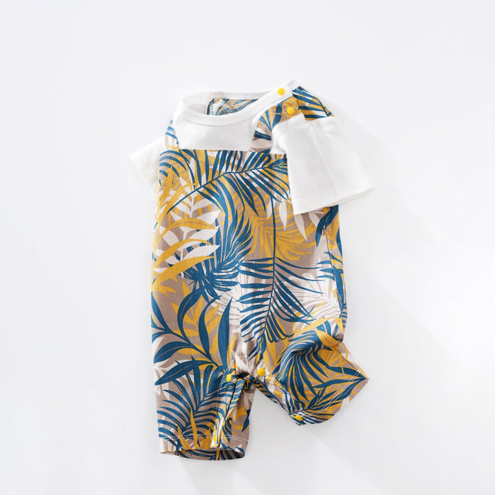 Infant Boys White Printed Cotton Romper